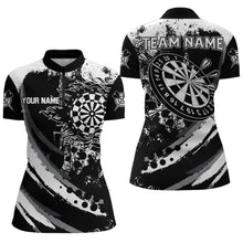 Load image into Gallery viewer, Custom Grunge Black Darts Flame Women Polo &amp; Quarter-Zip Shirts, Retro Darts Shirts Team Jerseys TDM1730