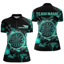 Load image into Gallery viewer, Personalized Turquoise Darts Board 3D Printed Women Polo &amp; Quarter-Zip Shirts, Darts Team Jerseys TDM1743