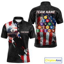 Load image into Gallery viewer, American Flag 8 Ball Billiard Shirts For Men Custom Pool Team Jerseys Polo &amp; Quarter Zip TDM3966