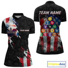 Load image into Gallery viewer, American Flag 8 Ball Billiard Shirts For Women Custom Pool Team Jerseys Polo &amp; Quarter Zip TDM3966
