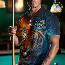 Load image into Gallery viewer, Blue And Orange 8 Ball Pool Tiger Fire Billiard Shirt For Men Custom Billiard Team Jersey Outfit TDM4543