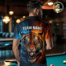 Load image into Gallery viewer, Blue And Orange 8 Ball Pool Tiger Fire Billiard Shirt For Men Custom Billiard Team Jersey Outfit TDM4543