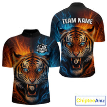 Load image into Gallery viewer, Blue And Orange 8 Ball Pool Tiger Fire Billiard Shirt For Men Custom Billiard Team Jersey Outfit TDM4543