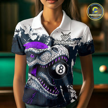 Load image into Gallery viewer, Personalized Dinosaur 8 Ball Billiard Shirt For Women Custom Billiard Team Shirt, Pool Jersey|Purple TDM4768