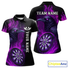 Load image into Gallery viewer, Black And Purple Flame Raven Darts Shirt For Women Custom Halloween Darts Team Jersey Outfit TDM4577