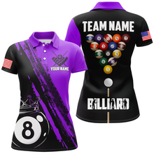 Load image into Gallery viewer, Personalized 8 Ball Pool Crown Billiard Jersey Polo &amp; 1/4 Zip For Women, Billiard Team Shirts| Purple TDM2991