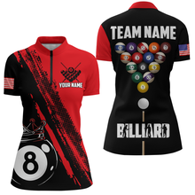 Load image into Gallery viewer, Personalized 8 Ball Pool Crown Billiard Jerseys Polo &amp; 1/4 Zip For Women, Billiard Team Shirts| Red TDM2990