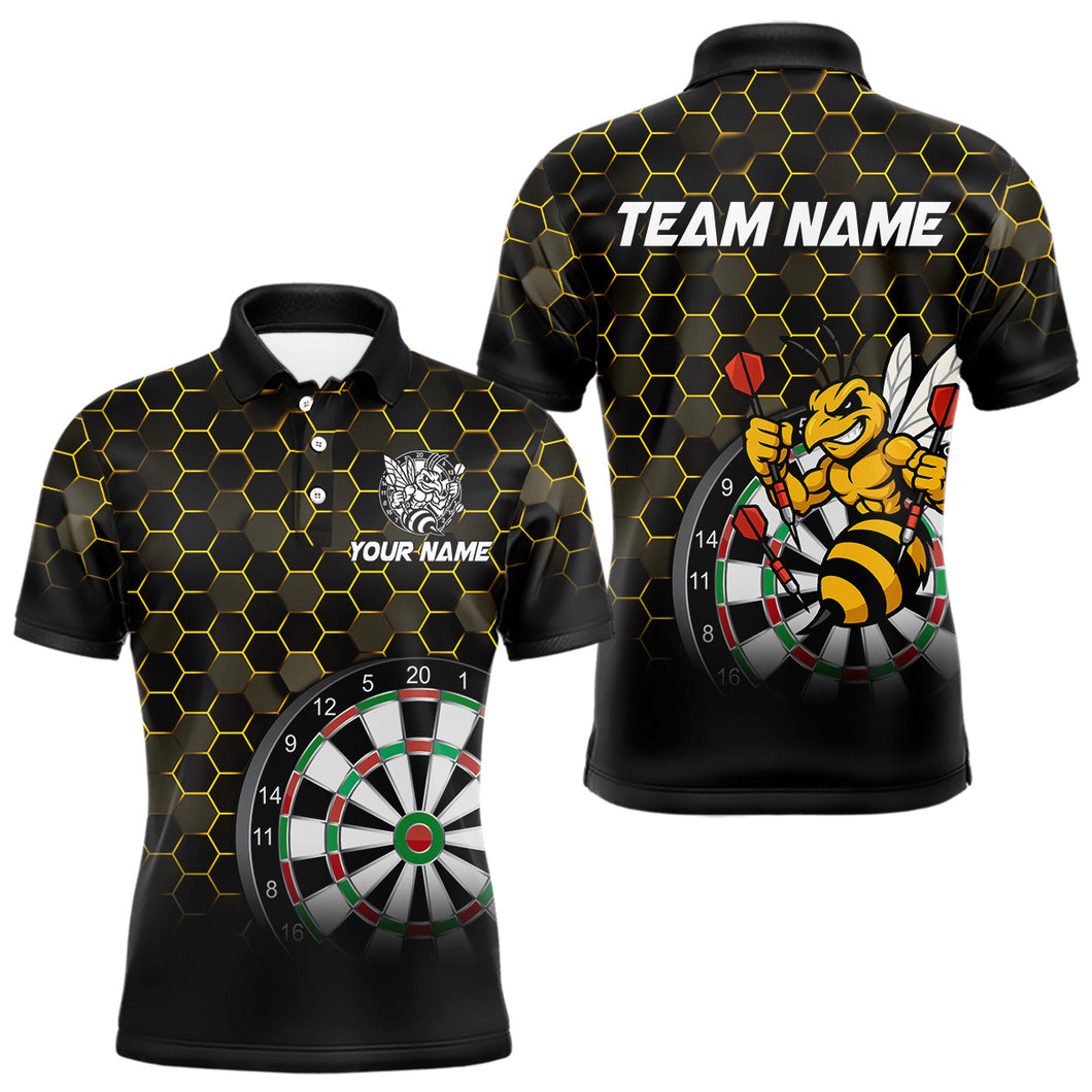 Funny Bee Hexagon Dart Shirts For Men – Custom Darts Team Polo & Quarter Zip Jerseys TDM4003