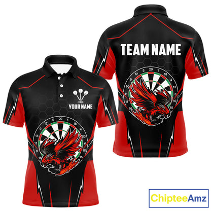 Custom Men's Darts Polo Shirts Red & Black Eagle Dartboard For Darts Jersey NYN0769