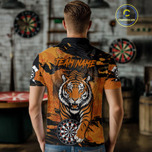 Load image into Gallery viewer, Personalized Black And Orange Tiger Darts Shirt For Men Custom Darts Jersey Team Polo &amp; 1/4 Zip TDM4275