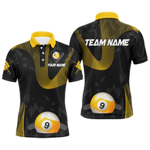 Load image into Gallery viewer, Customized Yellow Black 9 Ball Pool 3D Printed Billiard Shirts For Men, 9 Ball Billiard Jerseys TDM1938