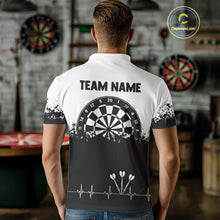 Load image into Gallery viewer, Personalized White Black Heartbeat Darts Shirt For Men Custom Grunge Darts Jersey Polo &amp; 1/4 Zip TDM4530