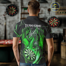 Load image into Gallery viewer, Personalized Skull &amp; Dragon Darts Shirt For Men Custom Lightning Dartboard Team Jersey |Green TDM4779