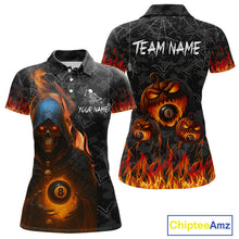 Load image into Gallery viewer, Personalized Grim Reaper Halloween Billiard Shirt For Women Custom Pumpkin 8 Ball Pool Team Jersey TDM4787