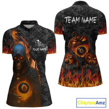 Load image into Gallery viewer, Personalized Grim Reaper Halloween Billiard Shirt For Women Custom Pumpkin 8 Ball Pool Team Jersey TDM4787