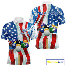 Load image into Gallery viewer, American Flag Billiard Balls Pool Shirt For Men Custom Patriotic Billiard Jersey Polo &amp; 1/4 Zip TDM4606