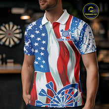 Load image into Gallery viewer, American Flag Dartboard Paint Patriotic Darts Shirt For Men Custom Darts Jerseys Polo &amp; 1/4 Zip TDM4607