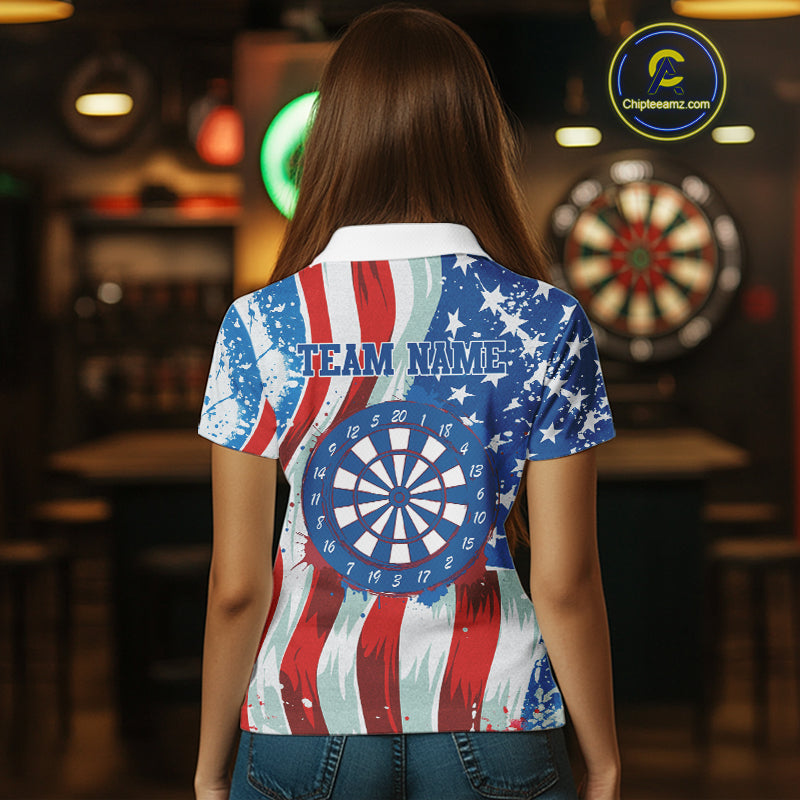 American Flag Dartboard Paint Patriotic Darts Shirt For Women Custom Darts Jerseys Polo & 1/4 Zip TDM4607