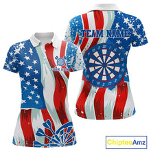 Load image into Gallery viewer, American Flag Dartboard Paint Patriotic Darts Shirt For Women Custom Darts Jerseys Polo &amp; 1/4 Zip TDM4607
