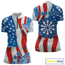 Load image into Gallery viewer, American Flag Dartboard Paint Patriotic Darts Shirt For Women Custom Darts Jerseys Polo &amp; 1/4 Zip TDM4607