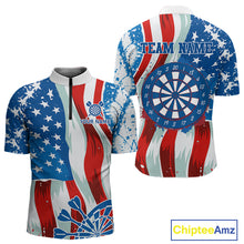 Load image into Gallery viewer, American Flag Dartboard Paint Patriotic Darts Shirt For Men Custom Darts Jerseys Polo &amp; 1/4 Zip TDM4607