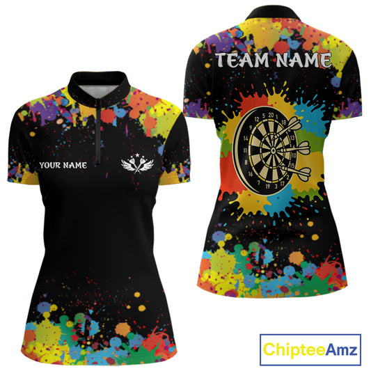Funny Colorful Darts Shirt With Pocket Option For Women Custom Darts Jersey TDM4620