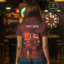 Load image into Gallery viewer, Personalized Red Grunge Grim Reaper Darts Shirt For Women Custom 3D Dart Team Jersey Polo &amp; 1/4 Zip TDM4744
