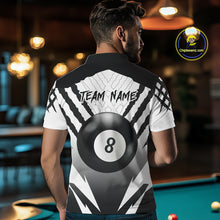 Load image into Gallery viewer, White Black Billiard Jersey Polo &amp; 1/4 Zip Custom 8 Ball Pool Wolf  Billiard Team Shirt For Men TDM4518