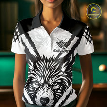 Load image into Gallery viewer, White Black Billiard Jersey Polo &amp; 1/4 Zip Custom 8 Ball Pool Wolf  Billiard Team Shirt For Women TDM4518