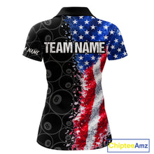 Load image into Gallery viewer, Grunge American Flag 8 Ball Pool Billiard Shirt For Women Custom Billiard Team Jersey Polo &amp; 1/4 Zip TDM5891