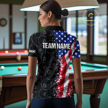 Load image into Gallery viewer, Grunge American Flag 8 Ball Pool Billiard Shirt For Women Custom Billiard Team Jersey Polo &amp; 1/4 Zip TDM5891