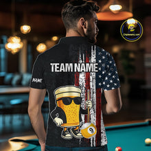 Load image into Gallery viewer, Funny Beer 8 Ball &amp; 9 Ball American Flag Billiard Shirt For Men Custom Patriotic Pool Team Jersey TDM5427