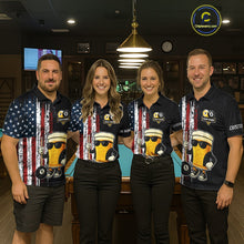 Load image into Gallery viewer, Funny Beer 8 Ball &amp; 9 Ball American Flag Billiard Shirt For Men Custom Patriotic Pool Team Jersey TDM5427
