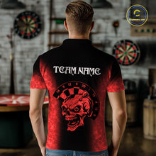 Load image into Gallery viewer, Black And Red Custom Skull Darts Shirt For Men, Darts Jersey Pocket Option TDM5438