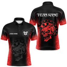 Load image into Gallery viewer, Black And Red Custom Skull Darts Shirt For Men, Darts Jersey Pocket Option TDM5438