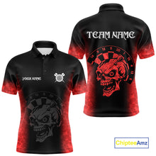 Load image into Gallery viewer, Black And Red Custom Skull Darts Shirt For Men, Darts Jersey Pocket Option TDM5438