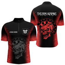 Load image into Gallery viewer, Black And Red Custom Skull Darts Shirt For Men, Darts Jersey Pocket Option TDM5438