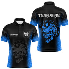 Load image into Gallery viewer, Black And Blue Custom Skull Darts Shirt For Men, Darts Jersey Pocket Option TDM5439