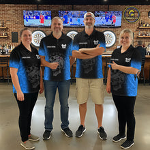 Load image into Gallery viewer, Black And Blue Custom Skull Darts Shirt For Men, Darts Jersey Pocket Option TDM5439