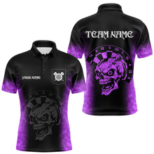 Load image into Gallery viewer, Black And Purple Custom Skull Darts Shirt For Men, Darts Jersey Pocket Option TDM5440