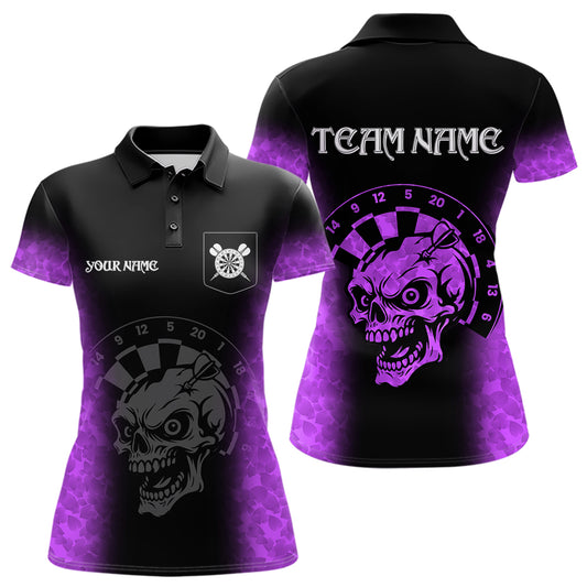 Black And Purple Custom Skull Darts Shirt For Women, Darts Jersey Pocket Option TDM5440
