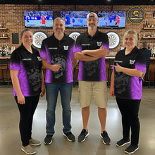 Load image into Gallery viewer, Black And Purple Custom Skull Darts Shirt For Men, Darts Jersey Pocket Option TDM5440