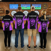 Load image into Gallery viewer, Black And Purple Custom Skull Darts Shirt For Men, Darts Jersey Pocket Option TDM5440