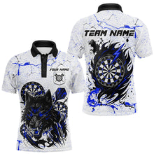 Load image into Gallery viewer, White Grunge Wolf Dart Shirt &amp; Pocket Option Custom Men'S Dart Jersey |Blue TDM5441