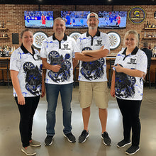 Load image into Gallery viewer, White Grunge Wolf Dart Shirt &amp; Pocket Option Custom Men'S Dart Jersey |Blue TDM5441