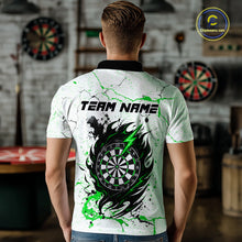 Load image into Gallery viewer, White Grunge Wolf Dart Shirt &amp; Pocket Option Custom Men's Dart Jersey|Green TDM5442