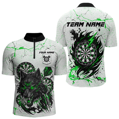 White Grunge Wolf Dart Shirt & Pocket Option Custom Men's Dart Jersey|Green TDM5442