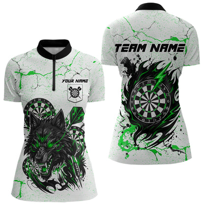 White Grunge Wolf Dart Shirt & Pocket Option Custom Women' Dart Jersey|Green TDM5442