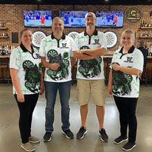 Load image into Gallery viewer, White Grunge Wolf Dart Shirt &amp; Pocket Option Custom Men's Dart Jersey|Green TDM5442