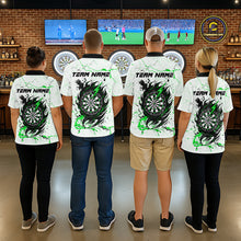 Load image into Gallery viewer, White Grunge Wolf Dart Shirt &amp; Pocket Option Custom Men's Dart Jersey|Green TDM5442
